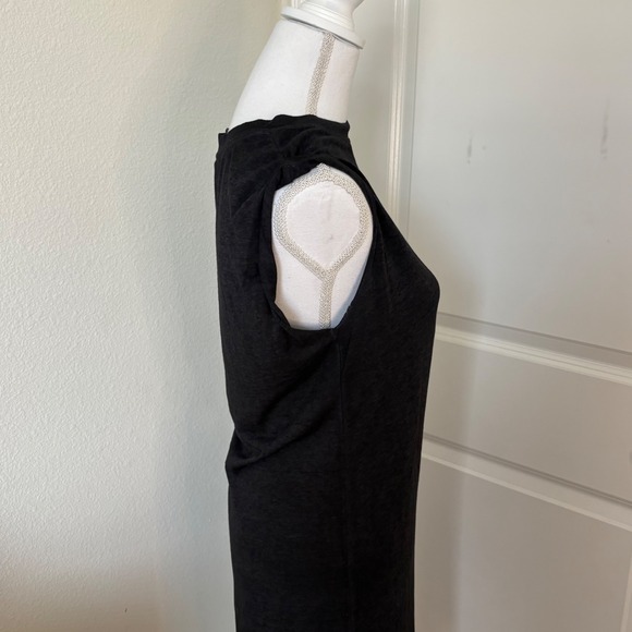 AllSaints Black Pleated Hip Mini T-Shirt Dress Small - Picture 3 of 7